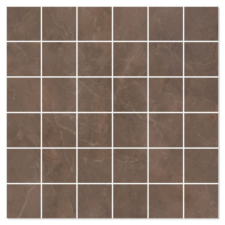 Marmor Mosaik Klinker Croce Brun Polerad Rak 30x30 (5x5) cm-0